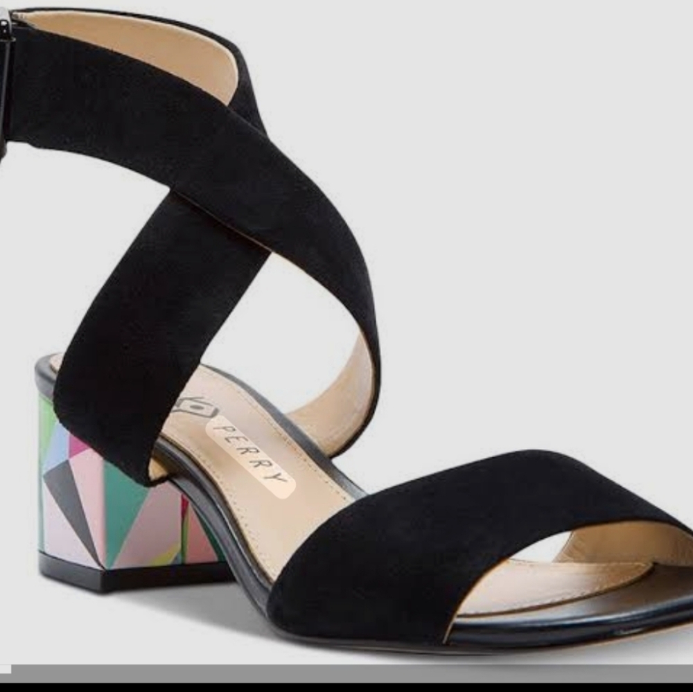 Katy  Perry Margot Black Sandals with Geometric Heel